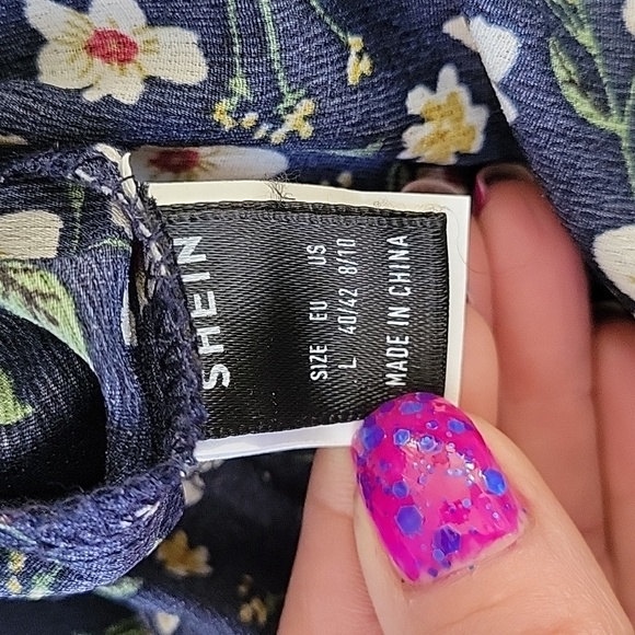 Floral Short Sleeve Midi Dress Ladies Size L - Picture 7 of 10